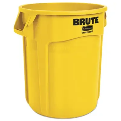 Rubbermaid® Commercial Vented Round Brute Container, 20 gal, Plastic, Yellow