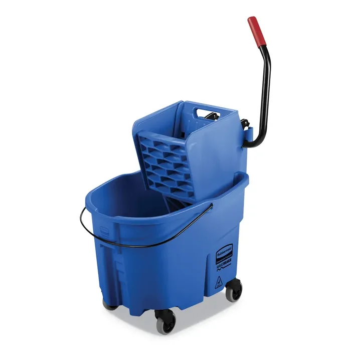 Rubbermaid® Commercial Wavebrake 2.0 Bucket/wringer Combos, Side-Press, 35 Qt, Plastic, Blue
