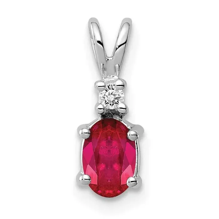 Ruby Diamond pendant 14k white Gold 6x4mm Oval XP1003R/A