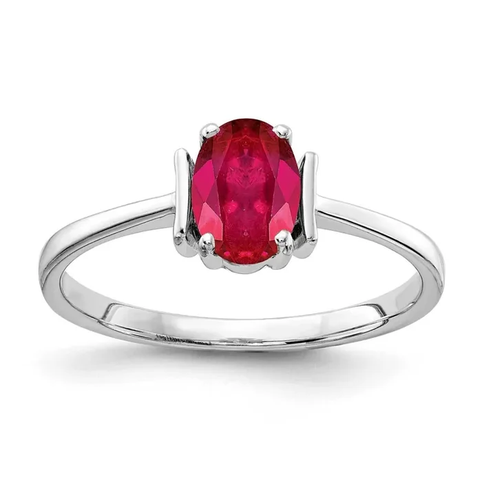 Ruby Ring 14k white Gold 7x5mm Oval Y2220R
