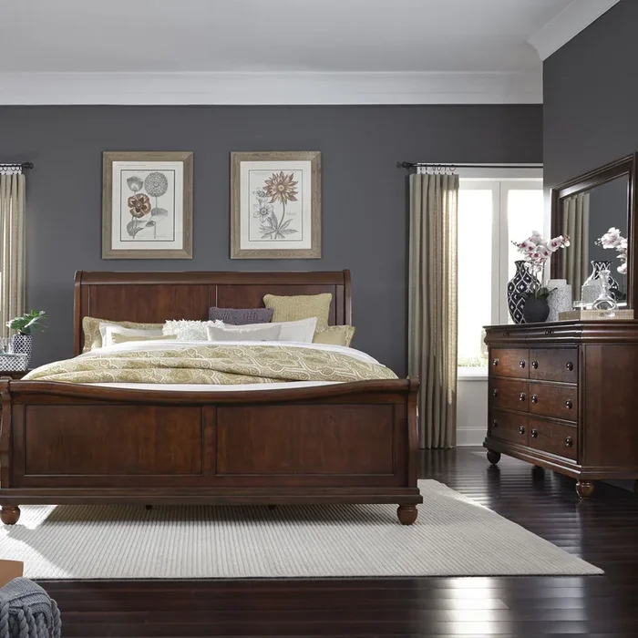 Rustic Traditions – Sleigh Bed, Dresser & Mirror