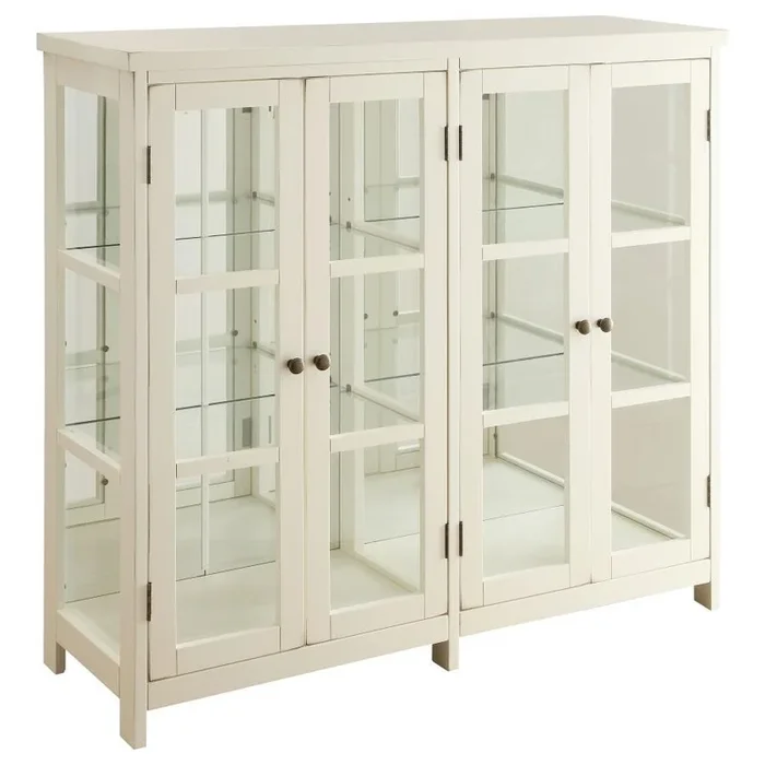 Sable – 4 Door Wood Accent Storage Display Cabinet – Off White