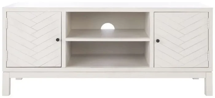 Safavieh – Ajana 2Dr 1Shlf Media Stand – Distressed White – MED5703A