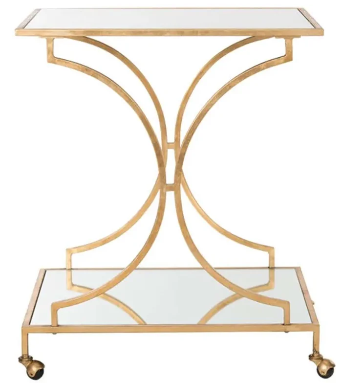 Safavieh – Ignatius Bar Cart – Gold – Mirror – FOX2555B