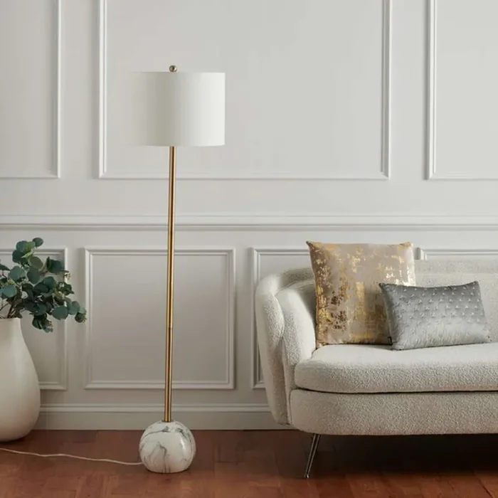 Safavieh – Kyrene 64in Floor Lamp – Gold – White Marble – FLL7003A