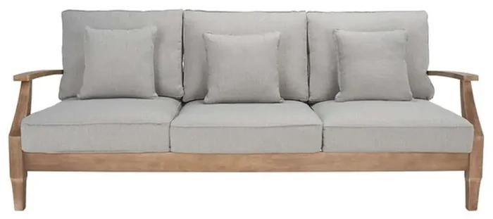 Safavieh – Martinique Wood Patio Sofa – Natural – Grey – CPT1013B