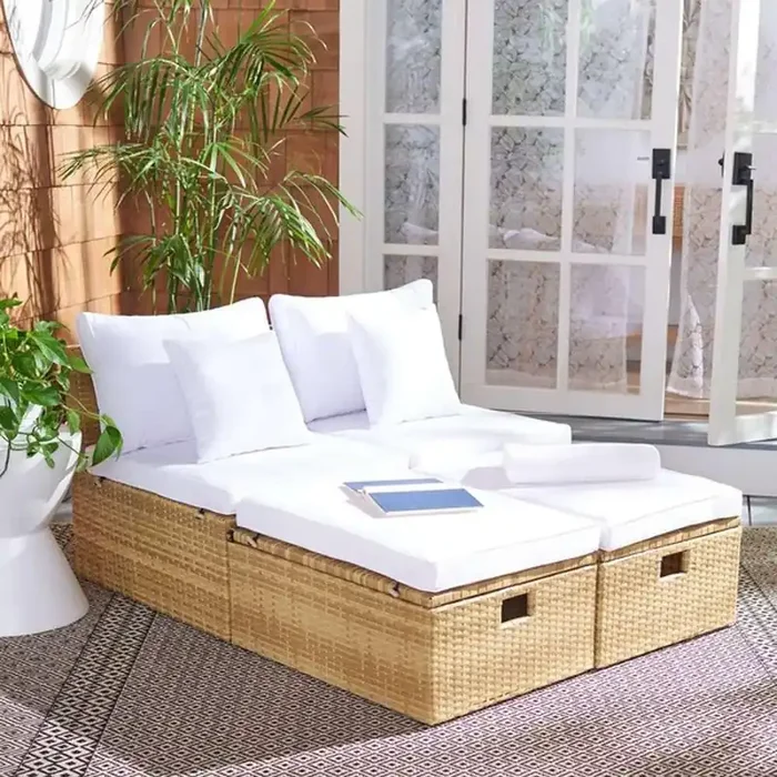 Safavieh – Pramla Outdoor Sette With Otto – Natural – White – PAT7515D