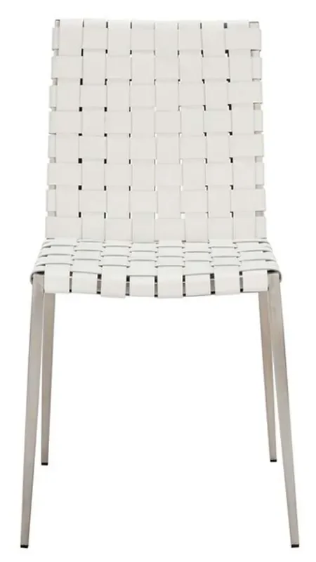 Safavieh – Rayne Woven Dining Chair – White – Silver (Set of 2) – DCH3006C-SET2