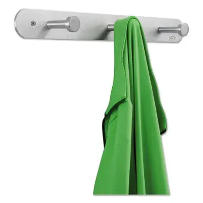 Safco® Nail Head Wall Coat Rack, Three Hooks, Metal, 18w X 2.75d X 2h, Satin