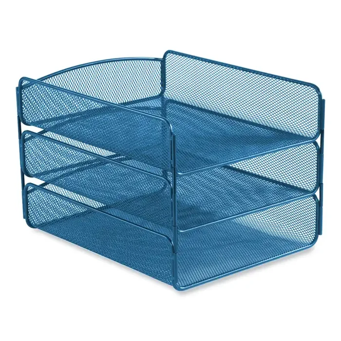 Safco® Onyx Triple Tray, 3 Sections, Letter Size Files, 9.25 x 11.75 x 8, Blue