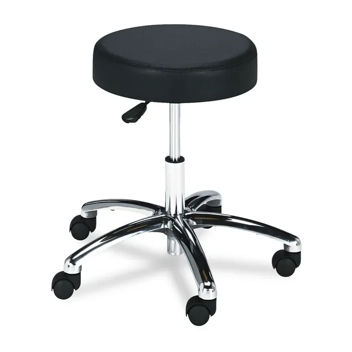 Safco® Pneumatic Lab Stool, Backless, Supports Up To 250 Lb, 17″ To 22″ Seat Height, Black Seat, Chrome Base