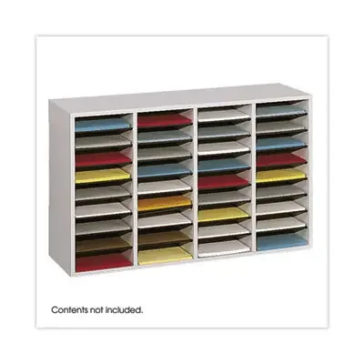 Safco® Wood/Laminate Literature Sorter, 36 Compartments, 39.25 x 11.75 x 24, Gray