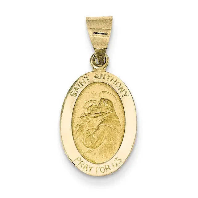 Saint Anthony Medal Pendant 14k Gold Polished and Satin XR1288