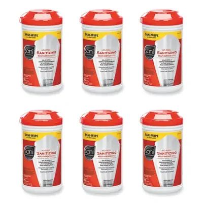 Sani Professional® No-Rinse Sanitizing Multi-Surface Wipes, Unscented, White, 95/Container, 6/Carton