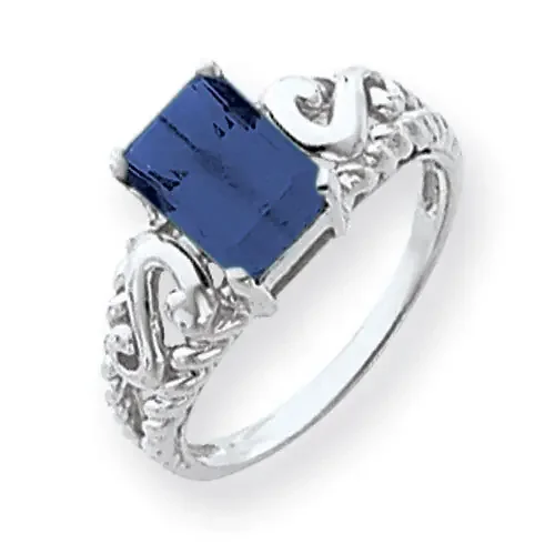 Sapphire Ring 14k white Gold 8x6mm Emerald Cut Y4678S
