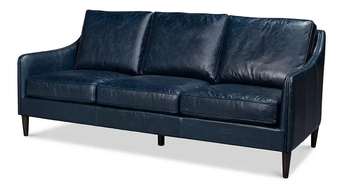 Sarreid Ltd – Alehandro Leather Sofa, Chateau Blue – 54057