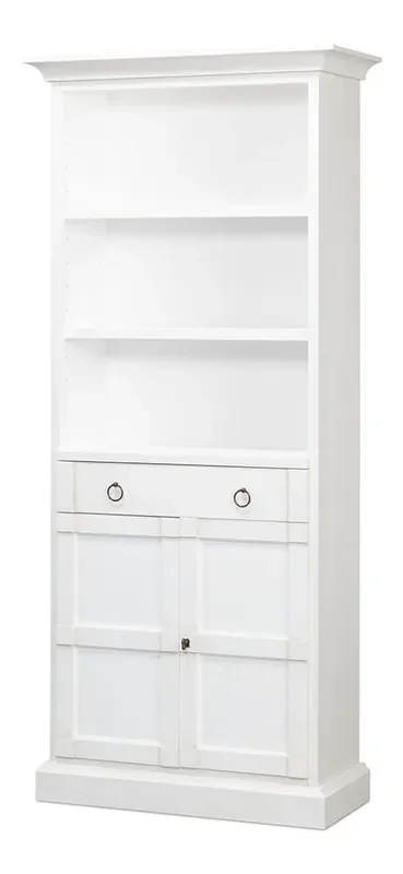 Sarreid Ltd – Bookcase With Doors, Cortina White – R244-79