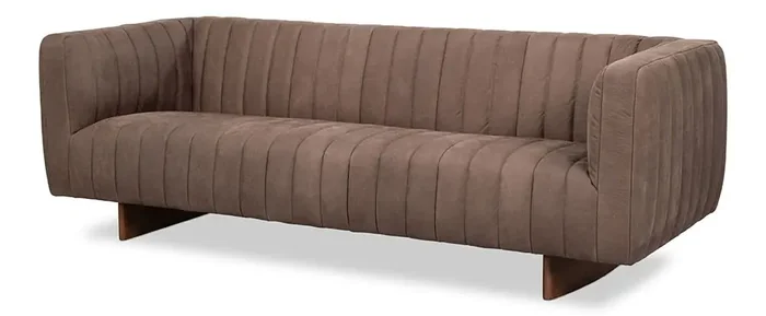 Sarreid Ltd – Denys Leather Sofa, Scotland Grey – 54244