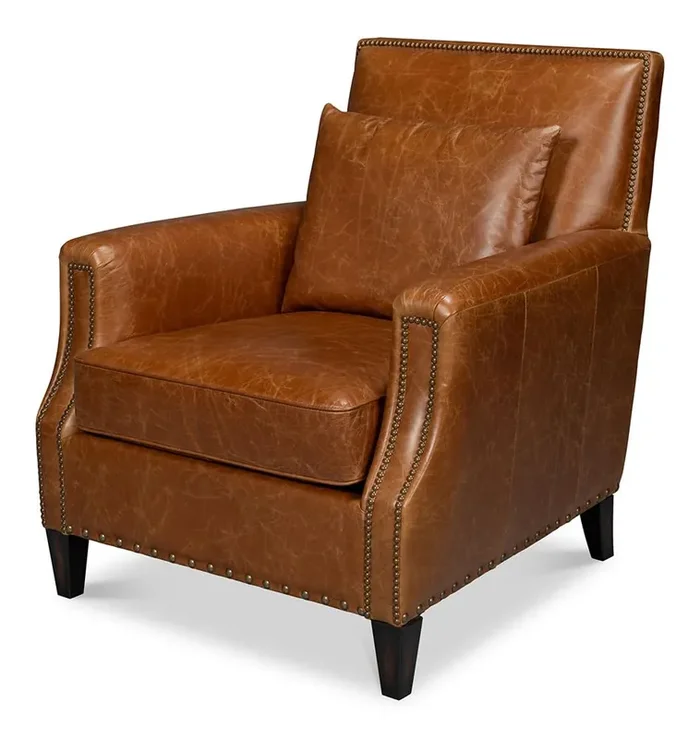 Sarreid Ltd – Dimity Distilled Leather Chair,Brown – 54055