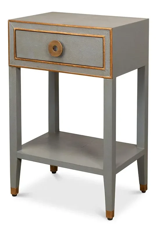 Sarreid Ltd – Gabriella Shagreen Nightstand,Storm Grey – 53569-2