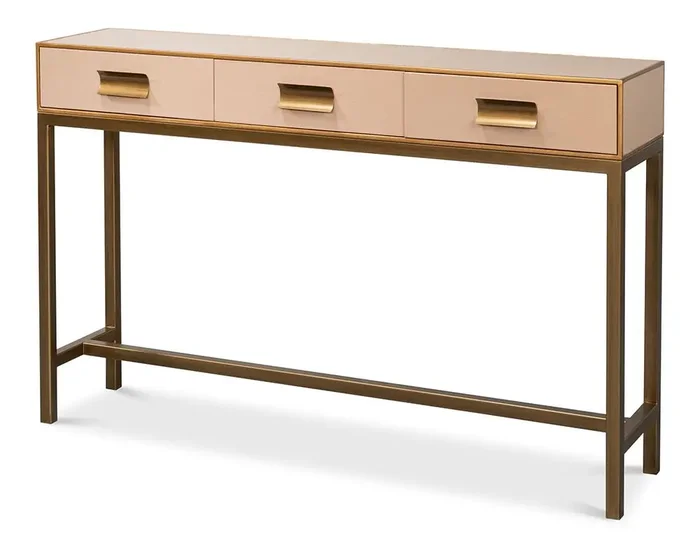Sarreid Ltd – Gideon Shagreen Console, Mushroom – 54005-5