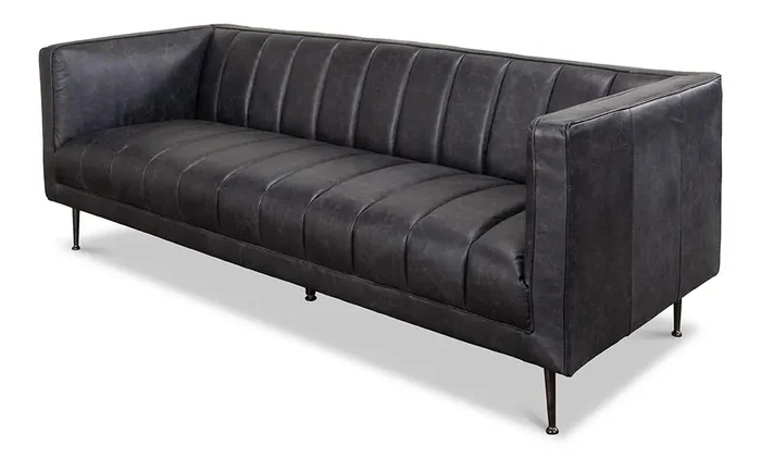 Sarreid Ltd – Lexington Sofa Nottinghill Grey Leather – 40926