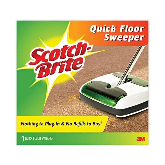 Scotch-Brite® Quick Floor Sweeper, 42″ Aluminum Handle, White/gray/green