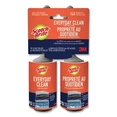 Scotch-Brite™ Everyday Clean Lint Roller, 70 Sheets/Roll, 2/Pack