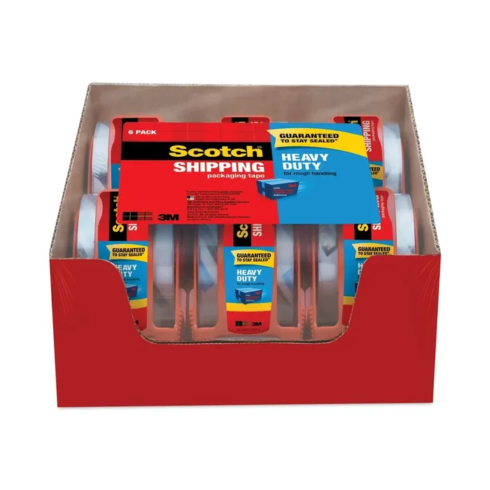 Scotch® 3850 Heavy-Duty Packaging Tape With Dispenser, 1.5″ Core, 1.88″ X 66.66 Ft, Clear, 6/pack