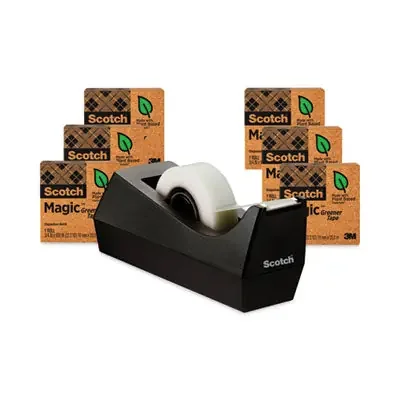 Scotch® Magic Greener Tape With C38 Dispenser, 1″ Core, 0.75″ X 75 Ft, Clear, 6/pack