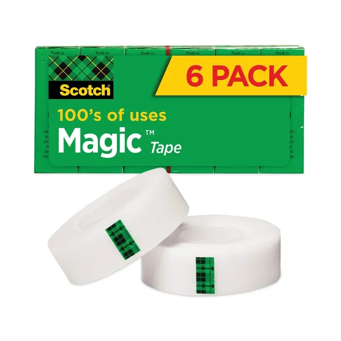 Scotch® Magic Tape Refill, 1″ Core, 0.75″ X 36 Yds, Clear, 6/pack