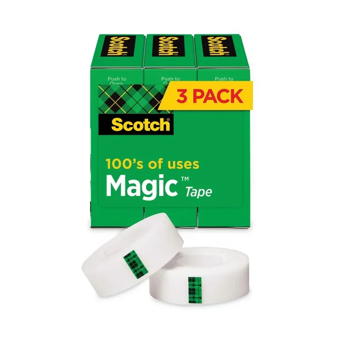 Scotch® Magic Tape Refill, 3″ Core, 1″ X 72 Yds, Clear, 3/pack