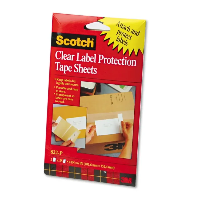 Scotch® Scotchpad Label Protection Tape Sheets, 4″ X 6″, Clear, 25/pad, 2 Pads/pack