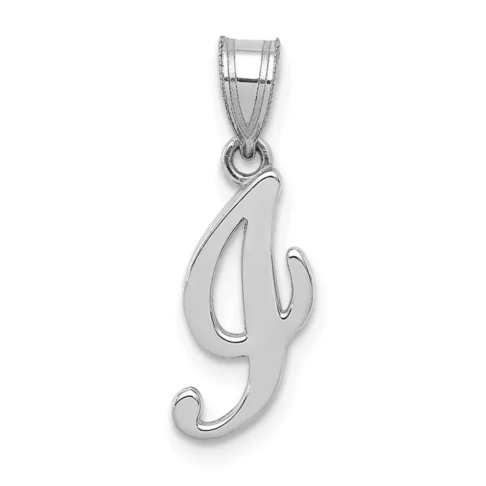 Script Letter I Initial Pendant 14k White Gold YC993WI