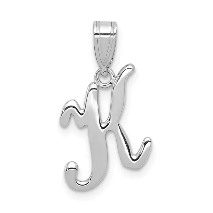 Script Letter K Initial Pendant 14k White Gold YC993WK
