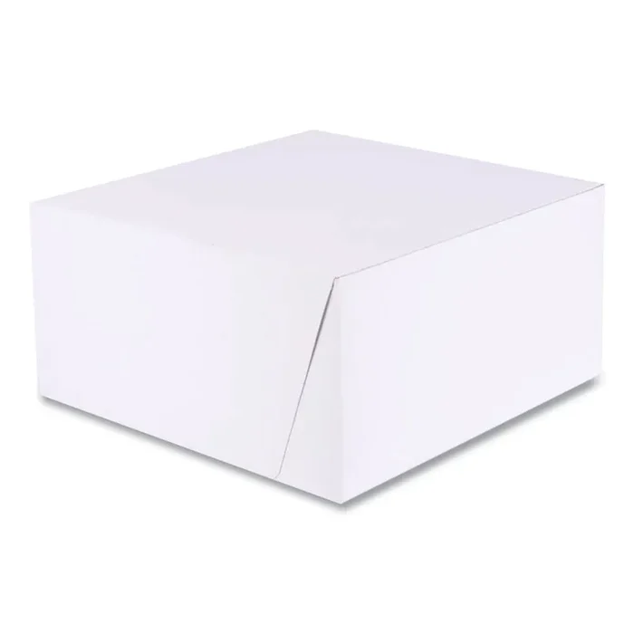 SCT® White One-Piece Non-Window Bakery Boxes, Standard, 10 x 10 x 5, White/Brown, Paper, 100/Bundle