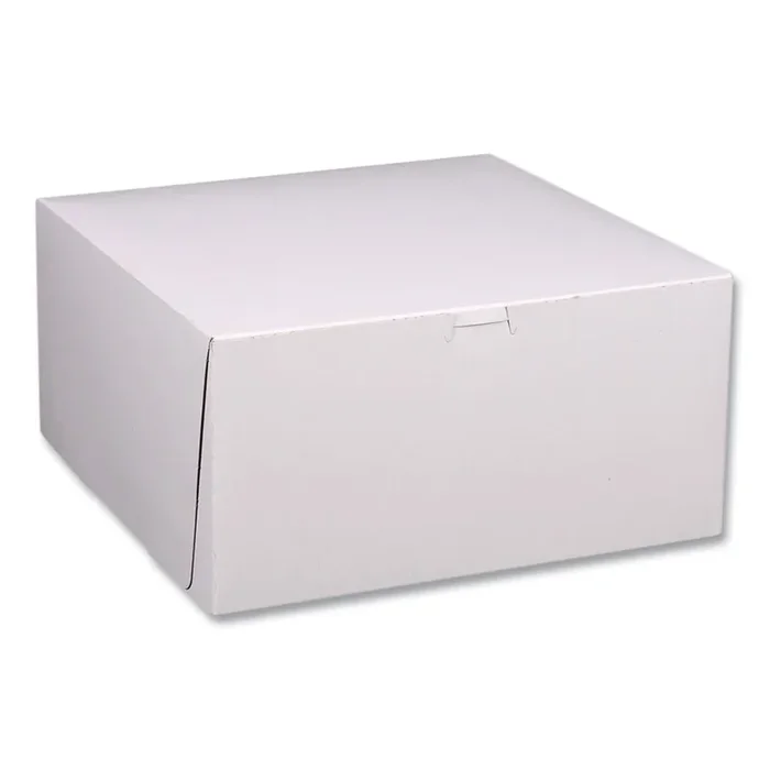SCT® White One-Piece Non-Window Bakery Boxes, Standard, 12 x 12 x 6, White/Brown, Paper, 50/Bundle