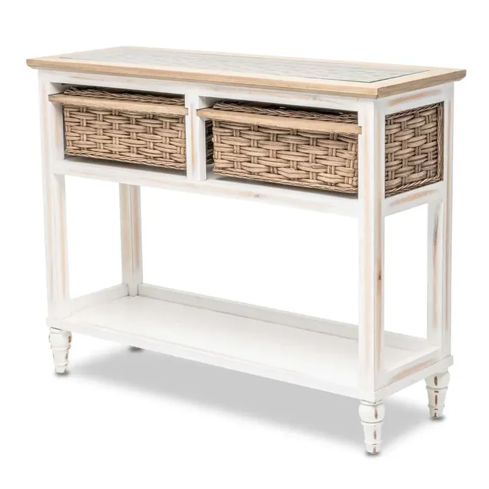 Sea Winds – Island Breeze 2-Basket Console Table – B59103-WD/WH