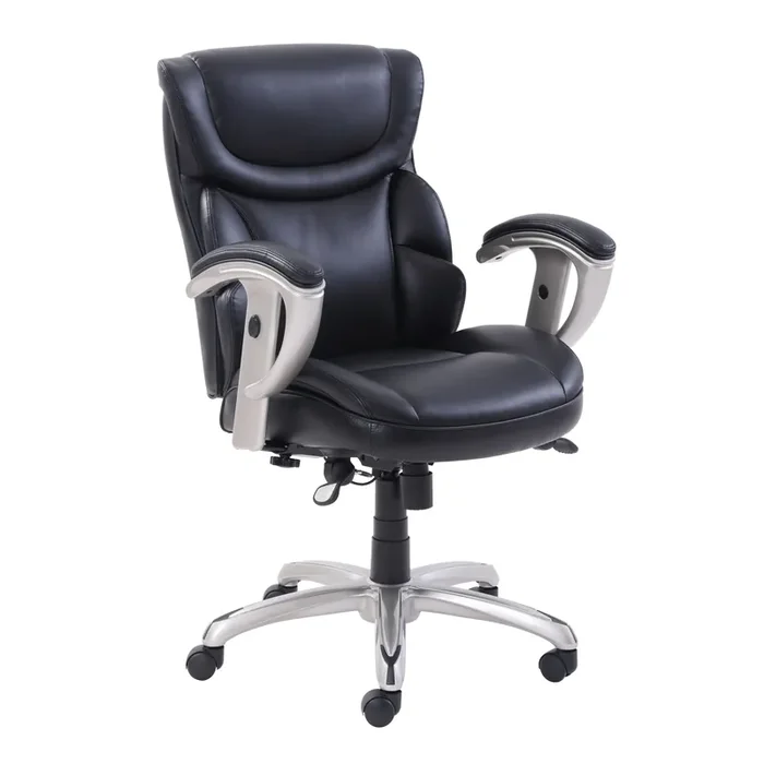 SertaPedic® Emerson Task Chair, Supports Up To 300 Lb, 18.75″ To 21.75″ Seat Height, Black Seat/back, Silver Base