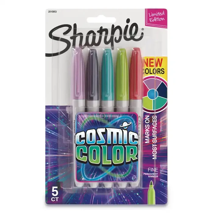 Sharpie® Cosmic Color Permanent Markers, Medium Bullet Tip, Assorted Cosmic Colors, 5/pack