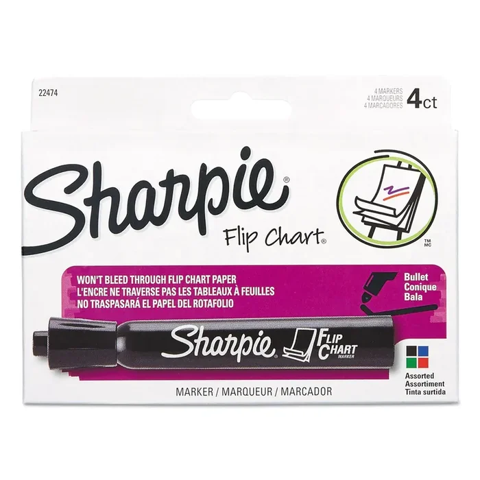 Sharpie® Flip Chart Marker, Broad Bullet Tip, Assorted Colors, 4/set