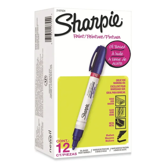 Sharpie® Permanent Paint Marker, Medium Bullet Tip, Blue, Dozen