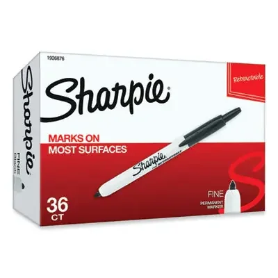 Sharpie® Retractable Permanent Marker Value Pack, Fine Bullet Tip, Black, 36/pack
