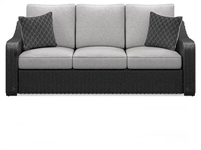 Signature Design by Ashley – Beachcroft Outdoor Sofa With Cushion in Black/Light Gray – P792-838