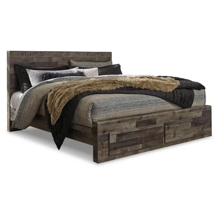 Signature Design by Ashley – Frames and Rails King Platform Bed with 2 Storage Drawers in Whitewash