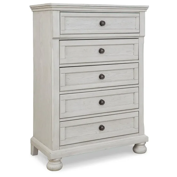 Signature Design by Ashley – Robbinsdale Five Drawer Chest in Antique White – B742-45