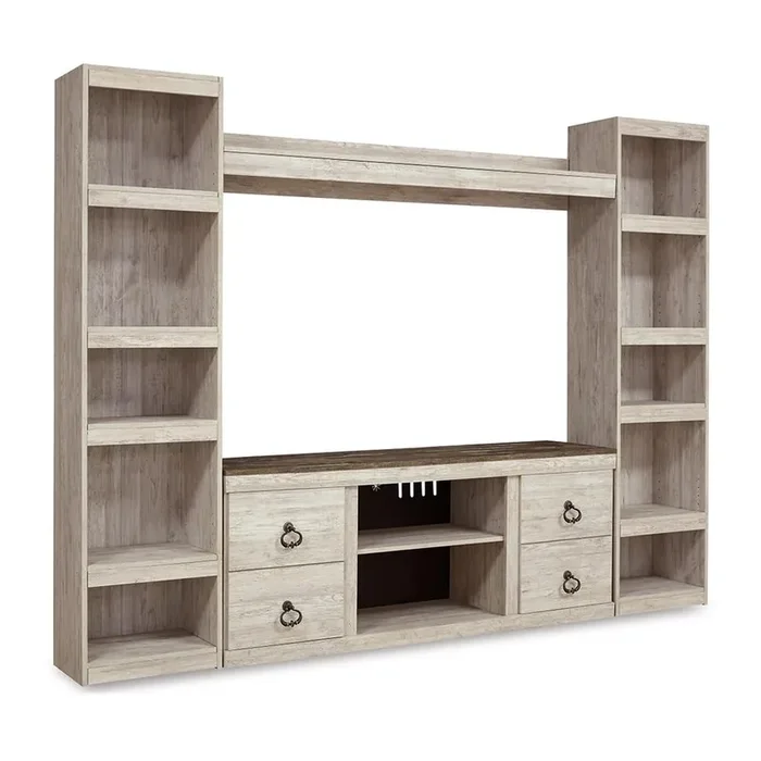 Signature Design by Ashley – Willowton Entertainment Center With 60in TV Stand in Whitewash