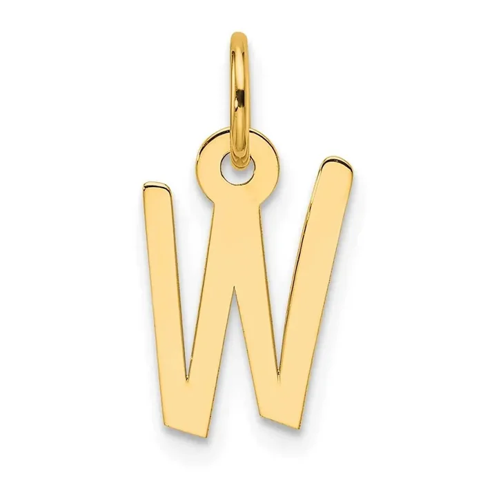 Slanted Block Letter W Initial Charm 14k Gold YC1552W