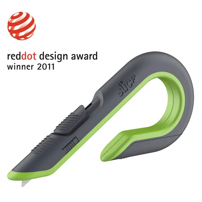 slice® Box Cutters, Double Sided, Replaceable, 1.29″ Stainless Steel Blade, 7″ Nylon Handle, Gray/Green