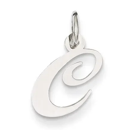 Small Fancy Script Initial C Charm 14k White Gold YC651C